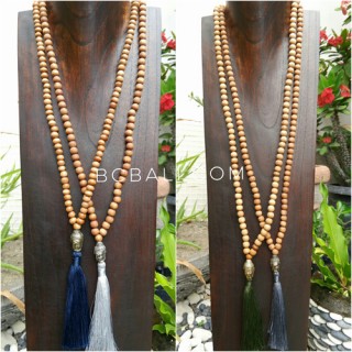 wholesale free shipping mala wooden necklace tassel buddha head 